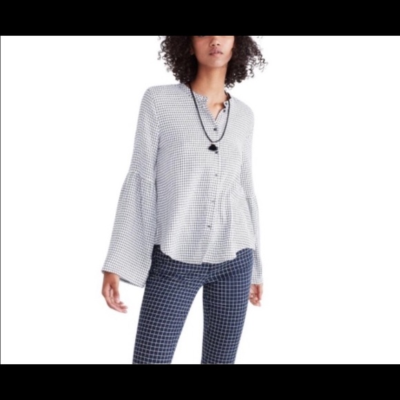 Madewell Tops - Madewell windowpane Button up top- size large